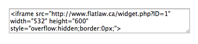 Screenshot of embeddable widget
